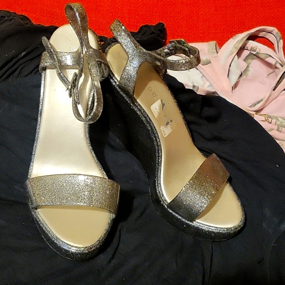 Silver wedge shoes